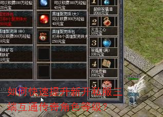 如何快速提升新开私服三端互通传奇角色等级? 如何快速提升新开私服三端互通传奇角色等级?